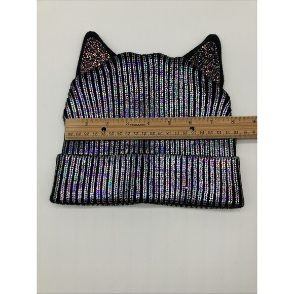 Justice Girls Kitty Cat Beanie Hat Ears Holographic Y2K Sparkle Kawaii - Picture 5 of 6